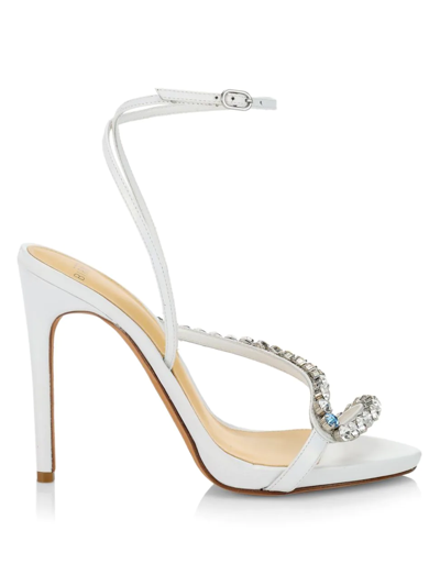 Alexandre Birman Something Blue Leather Bridal Sandals In Pearl Crystal