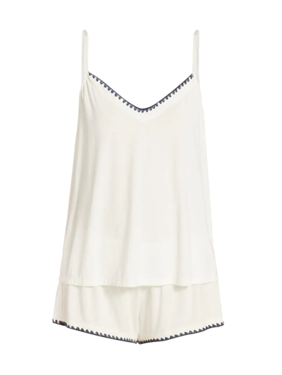 Eberjey Women's Frida Whip Stitch Tank Top & Shorts Pajama Set In Ivory Navy