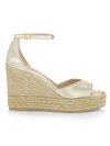 Stuart Weitzman Nudistcurve Metallic Leather Espadrille Wedge Sandals In Gold