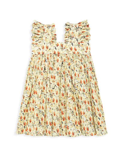 Kika Vargas Kids' Little Girl's & Girl's Sleeveless Floral Dress In Khaki