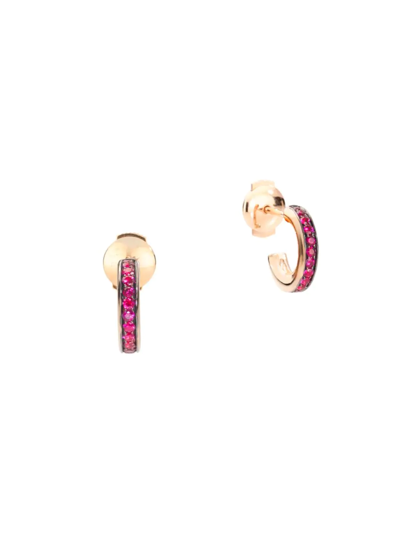Pomellato Women's Iconica 18k Rose Gold & Ruby Hoop Earrings