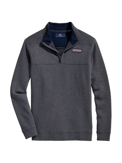 Vineyard Vines Collegiate Shep Quarter Zip Sweater In Charcoal