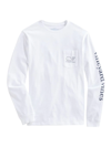 Vineyard Vines Long Sleeve Garment Dyed Vintage Whale Tee In White Cap