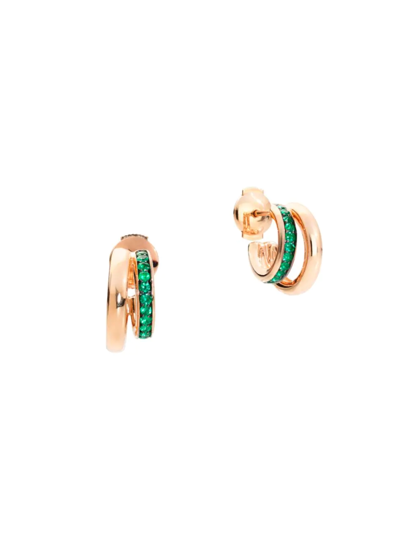 Pomellato Women's Iconica 18k Rose Gold & Emerald Layered Hoop Earrings