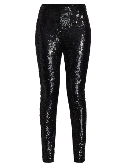 Oscar De La Renta Women's Sequin Embroidered Skinny Pants In Black