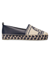 Tory Burch Logo Canvas-leather Platform Espadrilles In Blu
