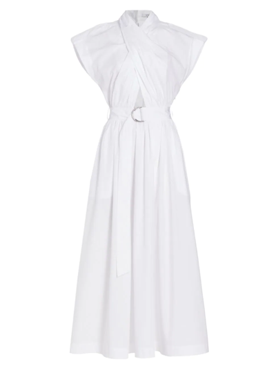 Derek Lam 10 Crosby Celeste Belted Cotton Wrap Dress In White