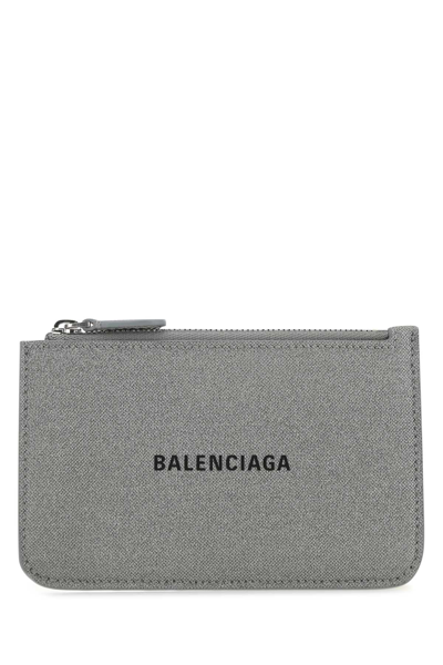 Balenciaga Logo Printed Cardholder In Grey