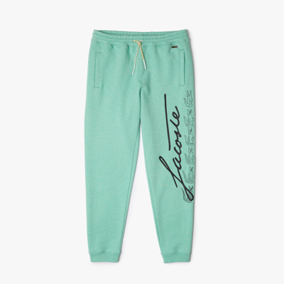 Lacoste Men's Signature & Croc Print Cotton Fleece Sweatpants - Xl - 6 In Green