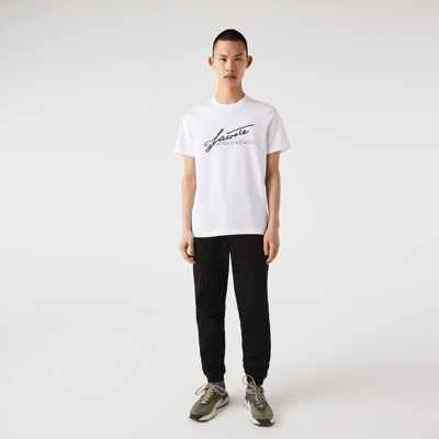 Lacoste Men's Signature And Crocodile Print Crew Neck Cotton T-shirt - 4xl - 9 In White
