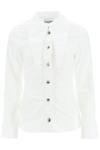 GANNI RUCHED COTTON SHIRT