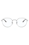 Ray Ban Jack 51mm Hexagonal Optical Glasses In Silver