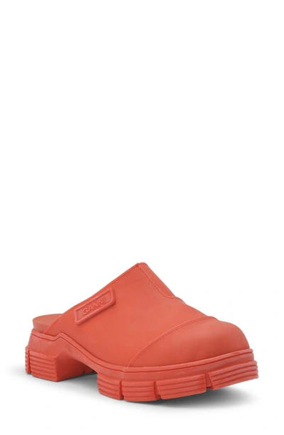 Ganni Recycled Rubber Blend City Mule In Orangedotcom