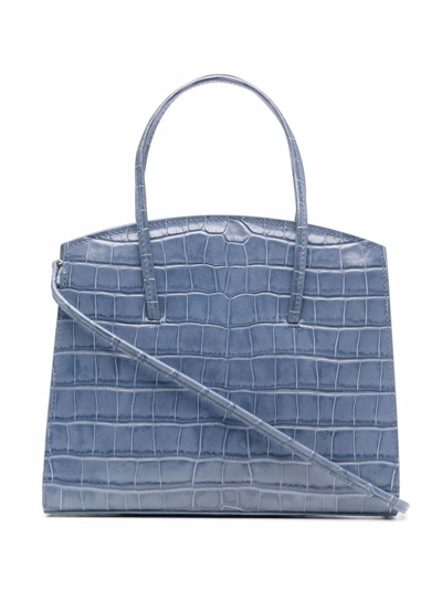 Little Liffner Minimal Crocodile-embossed Mini Tote Bag In Blau