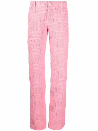 Bottega Veneta Jacquard Wide-leg Mid-rise Cotton-blend Trousers In Bubble Gum