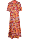 La Doublej Floral-print Maxi Bowling Dress In Taranta
