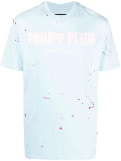 Philipp Plein Hand-painted Effect T-shirt In Blue