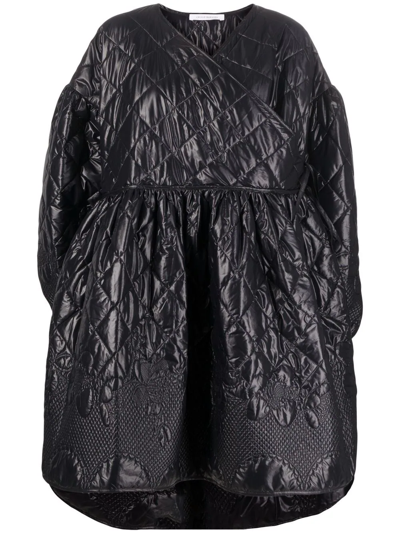 Cecilie Bahnsen Frazier Quilted Wrap Coat In Black | ModeSens