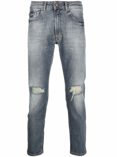 Versace Jeans Couture Ripped-detailing Slim-fit Jeans In Grey