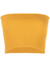 Chloé Strapless Ribbed-knit Wool-blend Cropped Top In 780 Sunlight Yellow
