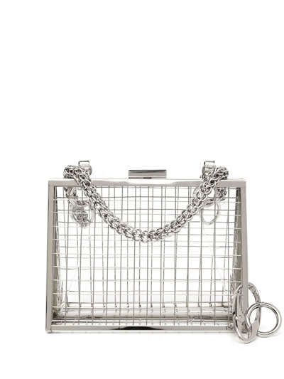 Martine Ali Python Clutch Bag In Silver