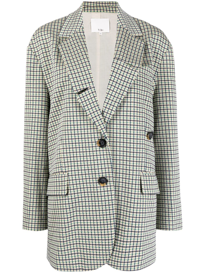 Tibi Liam Checked Blazer In Ecru