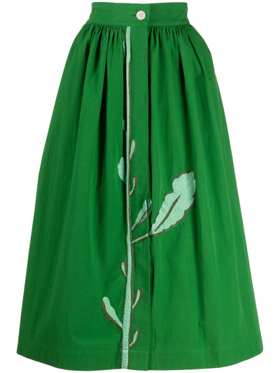 Mii Mona Marguerite A-line Skirt In Green