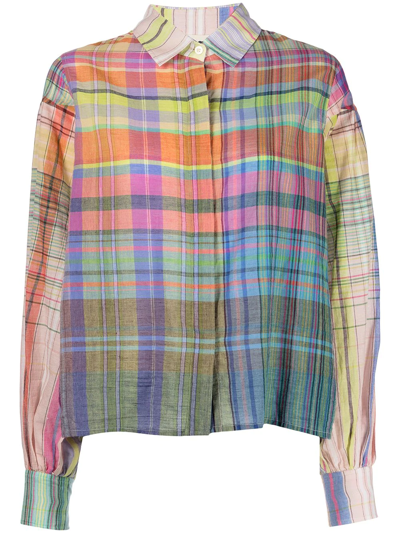 Mii Check-pattern Dyed Shirt In Multicolour