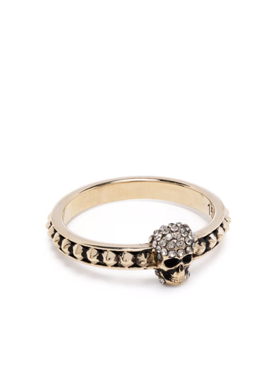 Alexander Mcqueen Skull-embellished Gold-tone Ring In Golden