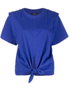 Isabel Marant Zelikia Strong-shoulder Waist-tie T-shirt In Electric Blue