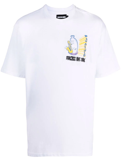 Pas De Mer Safe Sax-print Short-sleeve T-shirt In White