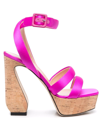Si Rossi Women's Strappy Satin Platform Sandals In Rosa