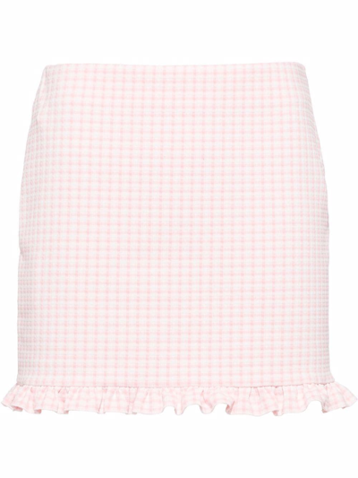 Miu Miu Gingham Check-print Jersey Mini Skirt In Pink