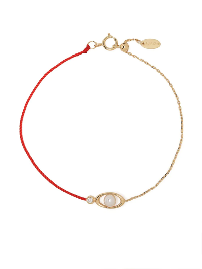 Ruifier 18kt Yellow Gold Morning Dew Akoya Pearl And Diamond Chain Bracelet In Red