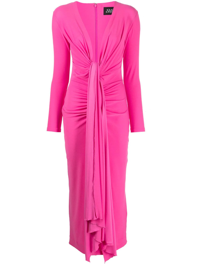 Solace London Lorena Twisted-front Midi Dress In Pink | ModeSens