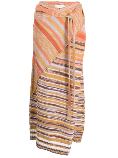 Simkhai Women's Raelle Space Dye Cotton-wool Midi Skirt In Orange