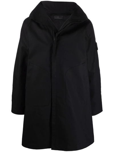 Stone Island Ghost Midi Parka Coat In Schwarz