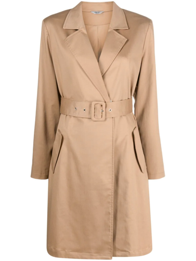 Liu •jo Belted Pleated Trench Coat In Nude