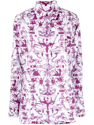 Patou Stories And Tales Print Cotton Shirt In Purple