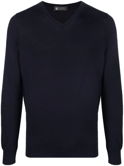 Colombo Slim-cut Cashmere Jumper In Blue Nights