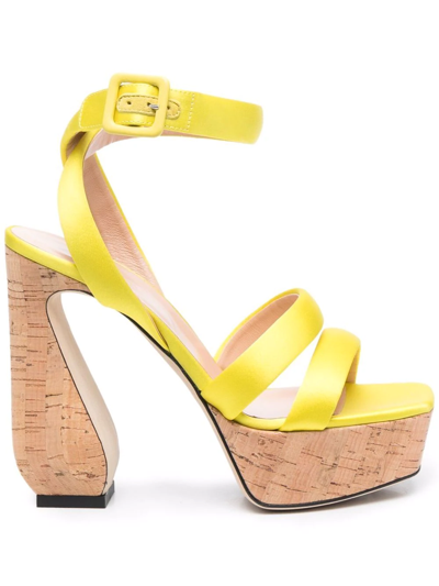 Si Rossi Yellow Leather Antonia Sandals