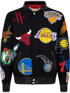 Jeff Hamilton X Nba Collage Vegan Leather Jacket In Black