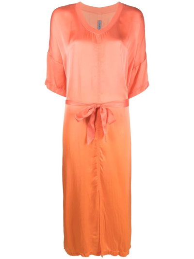 Raquel Allegra Ombré Tie-waist Midi Dress In Orange