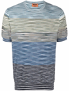 Missoni Gradient-effect Striped Cotton T-shirt In Blue