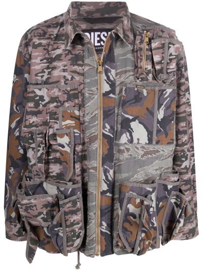 Diesel Shapiro Camo-print Jacket In Green