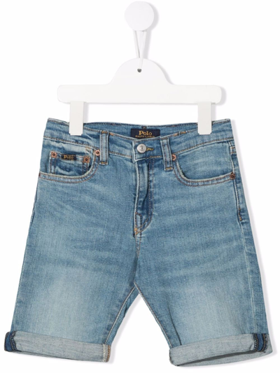 Ralph Lauren Kids' Turn-up Denim Shorts In Blue