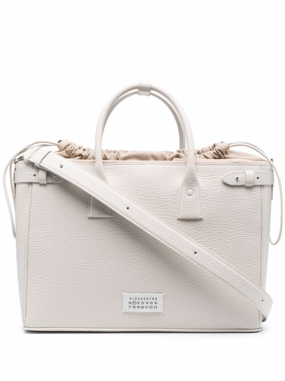 Maison Margiela Grained Leather Tote In Neutrals