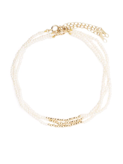 Mizuki 14kt Yellow Gold Pearl Anklet