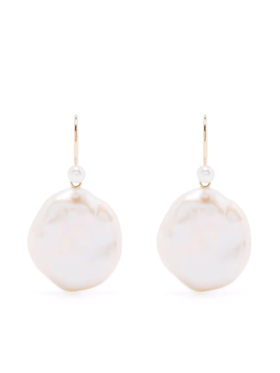 Mizuki 14kt Yellow Gold Petal Pearl Drop Earrings