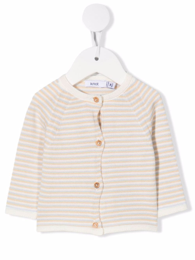 Knot Babies' Stripe-print Knit Cardigan In Neutrals